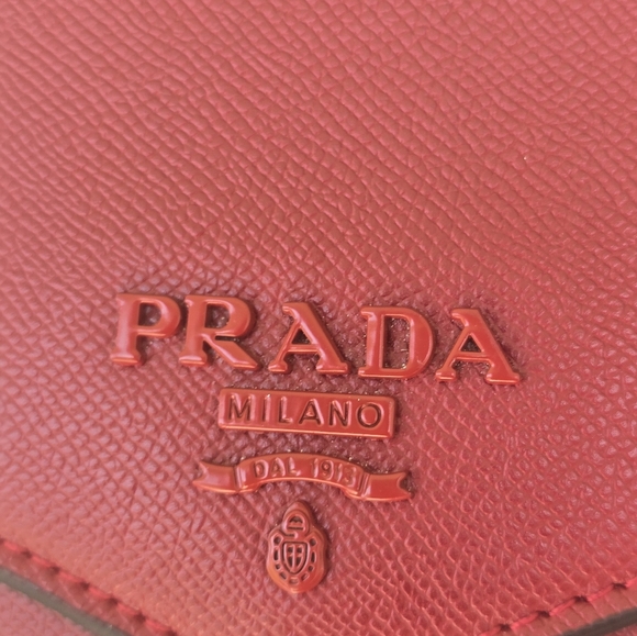 Prada Crossbody Top Handle HandBag Chain Strap Red Women Leather New 2way - Picture 5 of 16